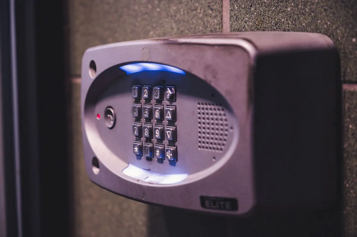 An alarm keypad on a wall