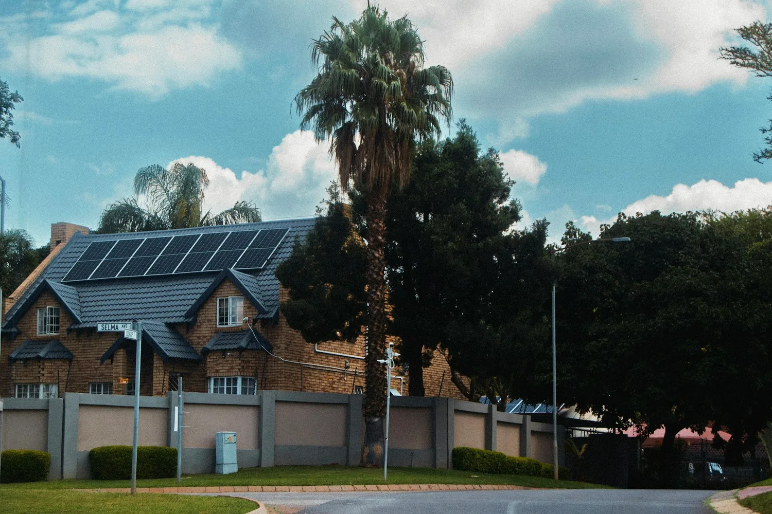 A South African home with solar panels installed on the roof